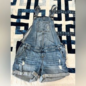 Denim maternity overall shorts, xl